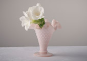 Vases - Hobnail Ruffled Cone Vase - Small Pastel Pink