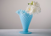 Vases - Hobnail Ruffled Cone Vase - Large Bright Blue