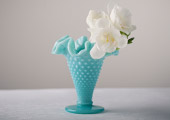 Vases - Hobnail Ruffled Cone Vase - Small Turquoise