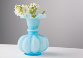 Vases - Opalescent Double Ruffled Large Vase - Blue
